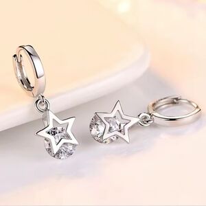 Sterling Silver Star Hoop Earrings